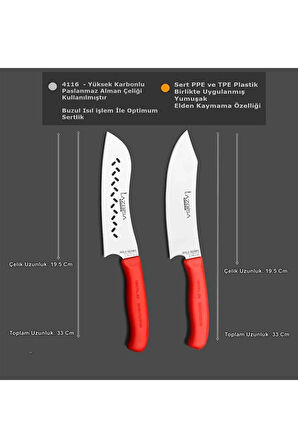 Mutfak Bıçak Seti Et Restoran Şef Bıçağı Eğri Santoku 2K  No 2