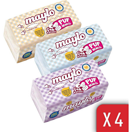 Maylo Puf Mendil Kış Serisi 150 Yaprak 4'lü Paket