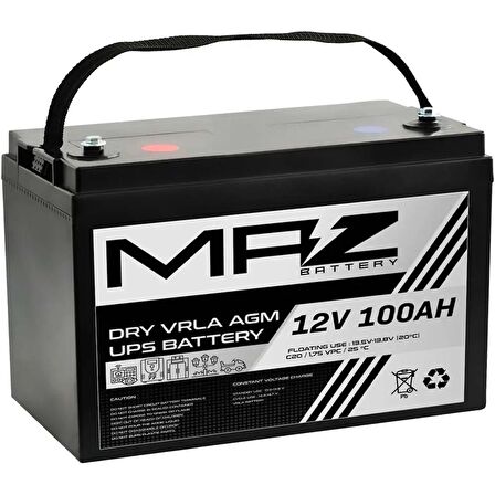 MAZ Akü 12 Volt 100 Amper Kuru AGM VRLA UPS Akü 12V 100AH Yeni Ürün