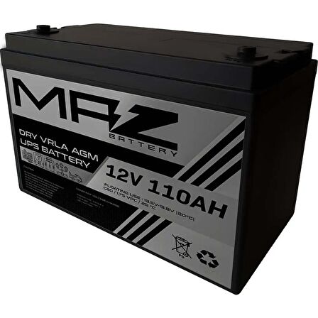 MAZ Akü 12 Volt 110 Amper Kuru AGM VRLA UPS Akü 12V 110AH Yeni Ürün