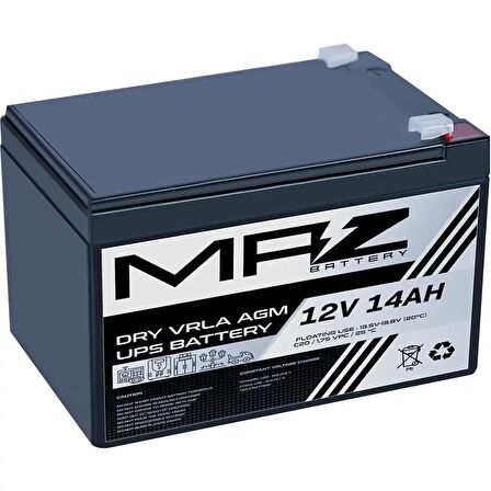 MAZ Akü 12 Volt 14 Amper Kuru AGM VRLA UPS Akü 12V 14AH Yeni Ürün