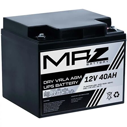 MAZ Akü 12 Volt 40 Amper Kuru AGM VRLA UPS Akü 12V 40AH Yeni Ürün