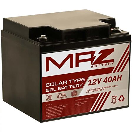 MAZ Akü 12 Volt 40 Amper Solar Jel VRLA Akü 12V 40AH Yeni Ürün