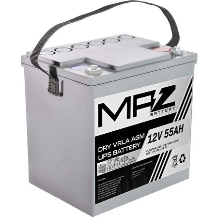 MAZ Akü 12 Volt 55 Amper Kuru AGM VRLA UPS Akü 12V 55AH Yeni Ürün