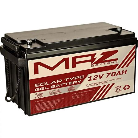 MAZ Akü 12 Volt 70 Amper Solar Jel VRLA Akü 12V 70AH Yeni Ürün