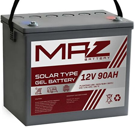 MAZ Akü 12 Volt 90 Amper Solar Jel VRLA Akü 12V 90AH Yeni Ürün