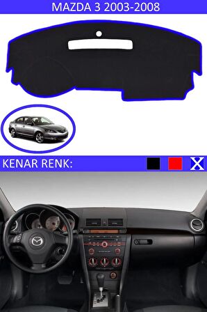 Mazda 626 1991-1997 İçin Uygun Torpido Koruma Halısı Siyah Kenar Renk Siyah