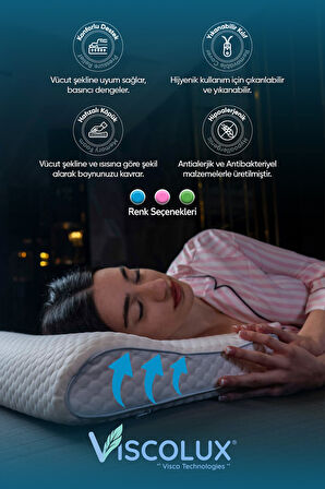 Mega Boy Ortopedik Yastık - Boyun Destekli Visco Yastık Yeşil 60x40x11/8