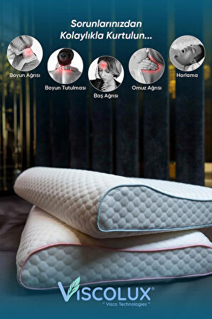 Viscolux XL Mega Boy Ortopedik Yastık - Boyun Destekli Visco Yastık 60x40x11/8