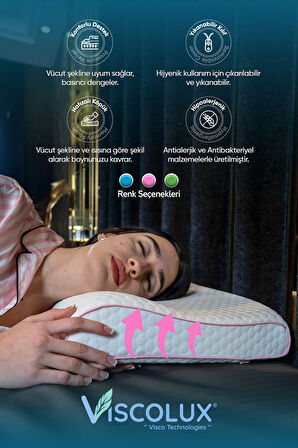 Mega Boy Ortopedik Yastık - Boyun Destekli Visco Yastık Yeşil 60x40x11/8