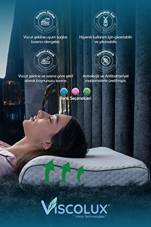 Mega Boy Ortopedik Yastık - Boyun Destekli Visco Yastık Yeşil 60x40x11/8