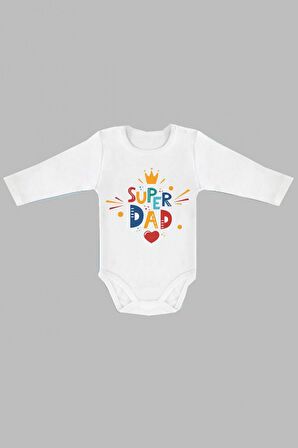 Modam Bebek Super Dad Baskılı Uzun Kol Body