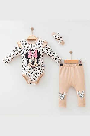 Modam Bebek KIZ BEBEK LEOPARLI DAİSY DUCK BANDANALI ALT ÜST TAKIM 