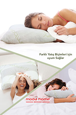 Moda Home Bedding Bamboo Serisi Kılıflı Fermuarlı Yıkanabilir Antialerjik Yastık 50x70cm 850 gr