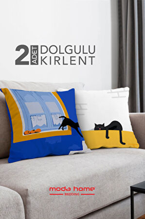 Moda Home Bedding Kırlent,Dolgulu kırlent,baskılı Kırlent,dekorasyon Kırlent(2 Adet) set7