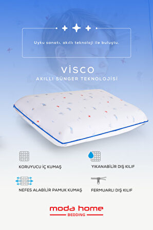2 Adet Visco ortopedik çocuk yastığı boyun desteklı yastık (okyanus) 60 x 40 x 7cm
