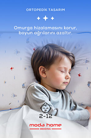 2 Adet Visco ortopedik çocuk yastığı boyun desteklı yastık (okyanus) 60 x 40 x 7cm
