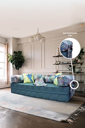 Moda Home Bedding Retro yataklı kanepe,yatak olabilen,dinlenme amaçlı legom aktivite koltuğu-İNDİGO