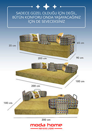 Moda Home Bedding Retro yataklı kanepe,yatak olabilen,dinlenme amaçlı legom aktivite koltuğu-HARDAL