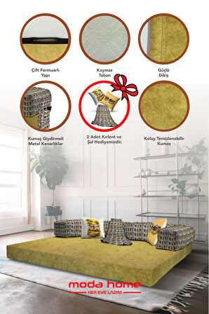 Moda Home Bedding Retro yataklı kanepe,yatak olabilen,dinlenme amaçlı legom aktivite koltuğu-HARDAL