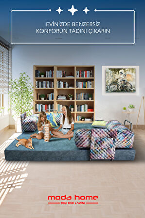 Moda Home Bedding Retro yataklı kanepe,yatak olabilen,dinlenme amaçlı legom aktivite koltuğu-KİREMİT