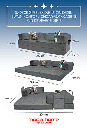 Moda Home Bedding Retro yataklı kanepe,yatak olabilen,dinlenme amaçlı legom aktivite koltuğu-GRİ