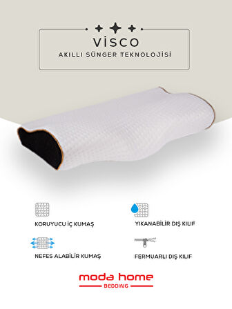 Moda Home Bedding Visco ortopedik boyun yastığı ,boyun ağrısı ,boyun düzleşmesi için özel tasarım medikal yastık