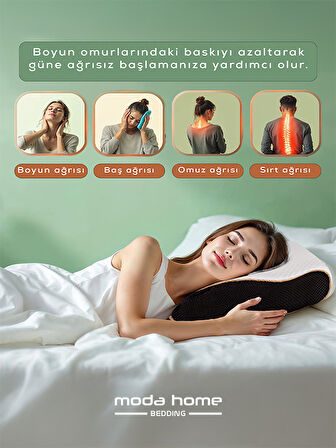 Moda Home Bedding Visco ortopedik boyun yastığı ,boyun ağrısı ,boyun düzleşmesi için özel tasarım medikal yastık