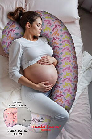 Hamile yastığı,sarılma yastığı aktivite yastığı pamuk kumaş (Pembe)