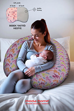 Hamile yastığı,sarılma yastığı aktivite yastığı pamuk kumaş (Pembe)
