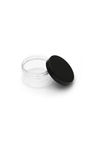 100 Ml- Şeffaf Pet Plastik Kavanoz Siyah Kapak - 5 Adet