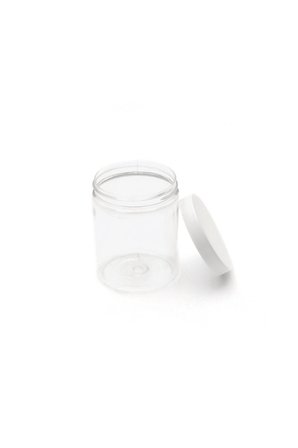 300 ml - Şeffaf Pet Plastik Kavanoz - Beyaz Kapak - 5 Adet