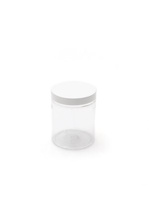 300 ml - Şeffaf Pet Plastik Kavanoz - Beyaz Kapak - 5 Adet