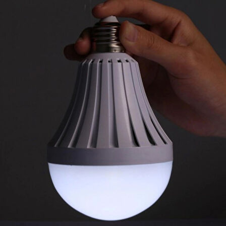 2 Adet 12 Watt Yüksek Işık Şarjlı Led Ampul Beyaz Işık E27 Duy