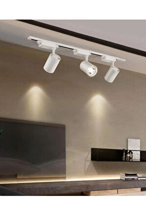 3 Adet Dekoratif Led Ray Spot + 1 Metre Ray Beyaz Kasa Beyaz Işık