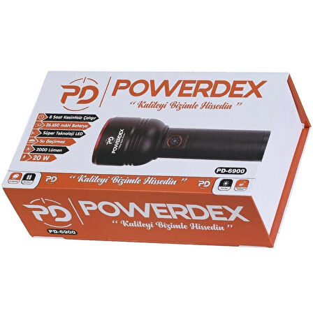 Powerdex Profesyonel Zoomlu Şarjlı Avcı El Feneri Siyah