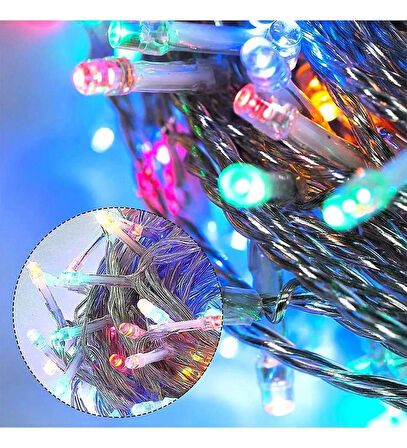 Renkli Rgb Pirinç Ip Led Ağaç Yılbaşı Süsleme 10metre 100 Ampul