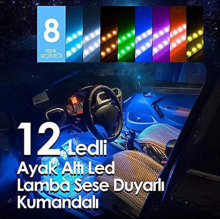 Araç İçi Rgb Renkli Ayak Altı Sese Duyarlı Kumandalı Led