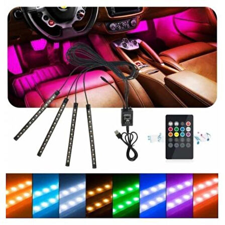 Araç İçi Rgb Renkli Ayak Altı Sese Duyarlı Kumandalı Led