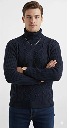 ERKEK-BOGAZLI TRİKO-SAÇ ÖRGÜLÜ-KAZAK