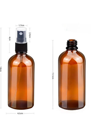 2 Adet Siyah Sprey Başlıklı Amber Cam Şişe 100ml