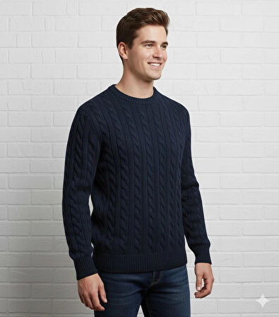 erkek-saç örgülü-bisiklet yaka-kazak