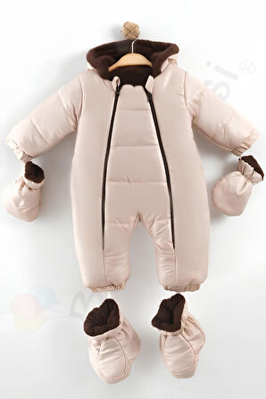 YENİ Patikli İçi Peluş Eldivenli Kapüşonlu Çocuk Kar Kışlık Erkek Bebek Astronot Tulum Kozmonot Mont