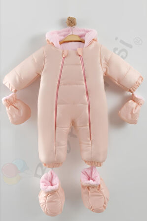 YENİ Patikli İçi Peluş Eldivenli Kapüşonlu Çocuk Kar Kışlık Kız Bebek Astronot Tulum Kozmonot Mont