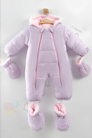 YENİ Patikli İçi Peluş Eldivenli Kapüşonlu Çocuk Kar Kışlık Kız Bebek Astronot Tulum Kozmonot Mont