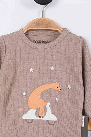 Zürafa Desenli Müslin Erkek Bebek Hastane Çıkışı Bebek Kıyafetleri Yenidoğan Hastane Çıkış Seti 4 lü