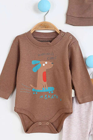 Hayvan Desenli Erkek Bebek Hastane Çıkışı Bebek Kıyafetleri Yenidoğan Hastane Çıkış Seti 4'lü Müslin