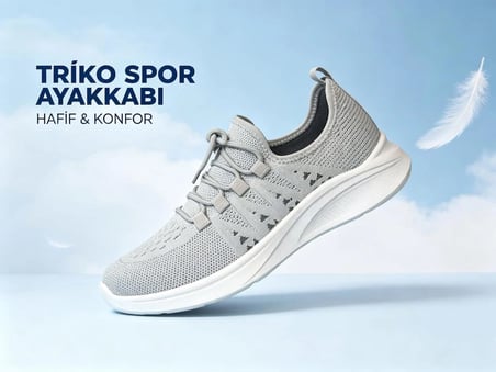 LEU Kadın Sneaker Ayakkabı Triko Gri Bağcıklı 36