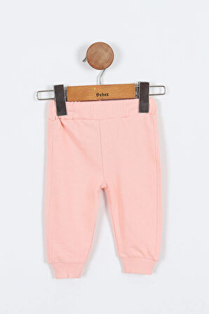 Kedi Desenli Pamuklu Fermuarlı Kapşonlu Zıbın Uzun Kol Kız Bebek 3'lü Takım Alt Üst Kız Bebek Takım