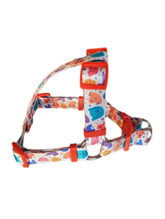 MiaBona Colorful Dogs Model Dijital Baskılı, Renkli Köpek Desenli Göğüs Tasması Harness